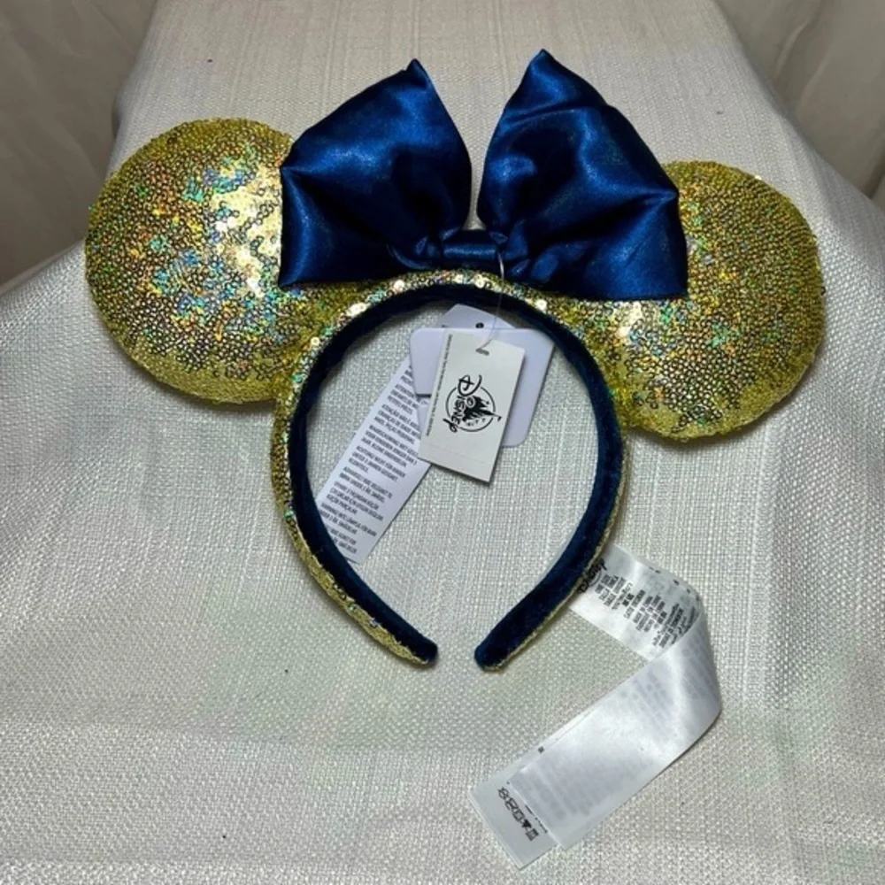Walt Disney World 50th Anniversary Minnie Ears - Gold & Navy Blue - NWT